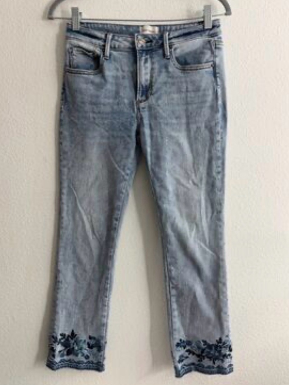 DRIFTWOOD CROPPED embroidered straight stretch jeans